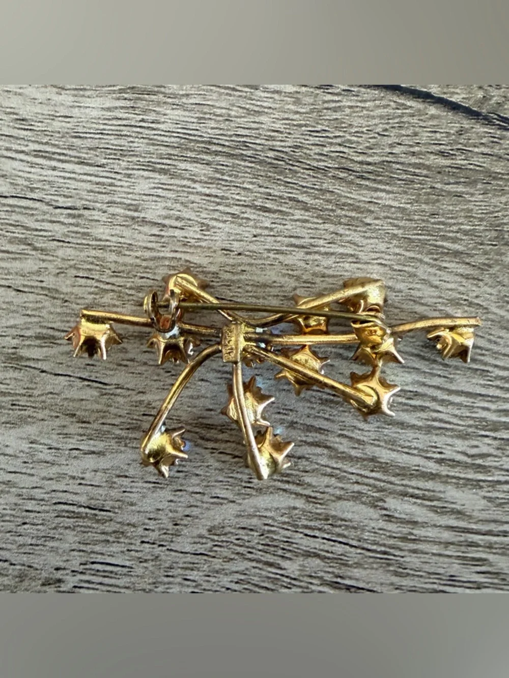 Austria Signed Crystal Aurora Borealis Starburst Firework Brooch Gold Tone AS IS